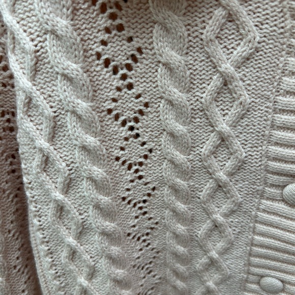 Jessica Simpson Light Pink Cable Knit Cardigan with Cream Lace Collar Valentines - Picture 5 of 10